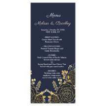 ロマンチックなゴールデンフローラネイビー結婚ブルーのメニュー