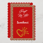 ロマンチックなゴールデン忘れハート私ではないバレンタイン シーズンカード (正面/裏面)