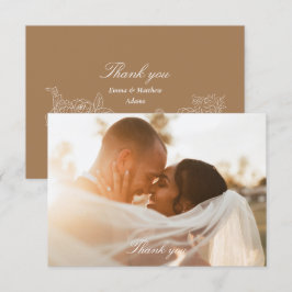 ロマンチックなゴールデン結婚ブラウン写真 サンキューカード