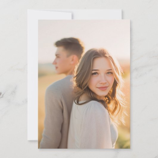 ロマンチックなゴールドの写真 招待状 (正面)