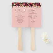 ロマンチックなゴールドの菊のピンクのレース ハンドファン (正面&裏面)