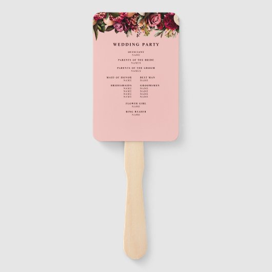 ロマンチックなゴールドの菊のピンクのレース ハンドファン (裏面)