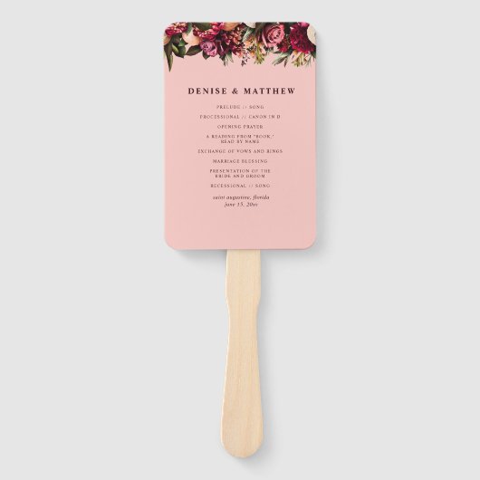 ロマンチックなゴールドの菊のピンクのレース ハンドファン (正面)