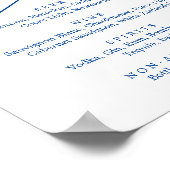 ロマンチックなサファイアブルー書道ドリンクのメニューサイン ポスター (角)