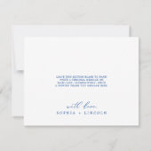 ロマンチックなサファイアブルー結婚フラットサンキューカード 招待状 (裏面)