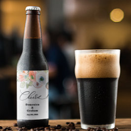 ロマンチックなサンゴ結婚フローラ ビールラベル