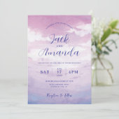 ロマンチックなサンセットウォーターカラー結婚式招待状 招待状 (スタンド正面)