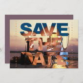 ロマンチックなサンセットシャンパンフラートフォト結婚ズ セーブザデート (正面/裏面)