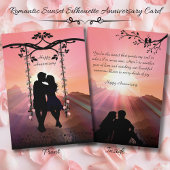 ロマンチックなサンセットシルエットカップル記念日カード カード