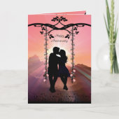 ロマンチックなサンセットシルエットカップル記念日カード カード (正面)