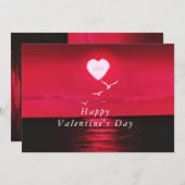 ロマンチックなサンセットラブバレンタインデーのカード (正面/裏面)