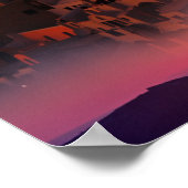 ロマンチックなサントリーニサンセットビュー ポスター (角)