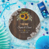 ロマンチックなサンフラワーブーケウッドI DO BBQ ペーパープレート (パーティー)