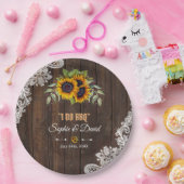 ロマンチックなサンフラワーブーケウッドI DO BBQ ペーパープレート (パーティー)