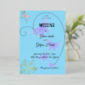 ロマンチックなシアンのハートの形縁ど状 箔招待状 (立ち正面)