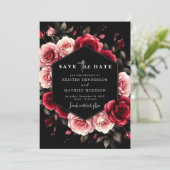 ロマンチックなシックなクリムゾン結婚レッド セーブザデート (スタンド正面)