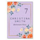 ロマンチックなシックなフローラ水の色の退職パーティー テーブルナンバー (正面)