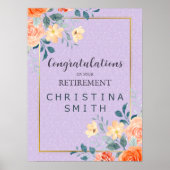 ロマンチックなシックなフローラ水の色の退職パーティー ポスター (正面)