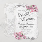 ロマンチックなシックな牡丹レースブライダルシャワー招待 招待状 (正面/裏面)