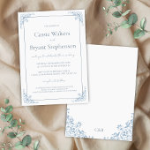 ロマンチックなシックな青と白結婚の 招待状
