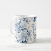 ロマンチックなシックアンティークダスティブルーバラ コーヒーマグカップ (正面左)