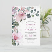 ロマンチックなシックバラピンクの結婚植物体 招待状 (スタンド正面)