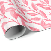 ロマンチックなシック葉ボタニックソフトピンク ラッピングペーパー (ロールコーナー)