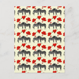 ロマンチックなシマウマおよび愛ハートのバレンタイン シーズンポストカード