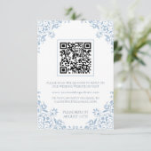 ロマンチックなシャビーシックブルーとホワイトRSVPカード エンクロージャーカード (スタンド正面)