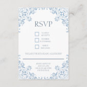 ロマンチックなシャビーシックブルーとホワイトRSVPカード エンクロージャーカード (裏面)