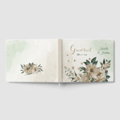 ロマンチックなシャンパンの花の緑結婚の緑 ゲストブック (全面)