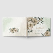 ロマンチックなシャンパンの花の緑結婚の緑 ゲストブック (全面)