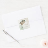 ロマンチックなシャンパンの花の緑結婚の緑 スクエアシール (封筒)