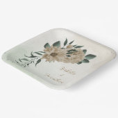 ロマンチックなシャンパンの花の緑結婚の緑 ペーパープレート (傾斜あり)