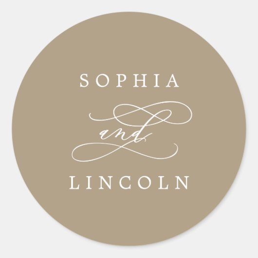 ロマンチックなシャンパン金ゴールドカラー封筒用シール ラウンドシール (正面)