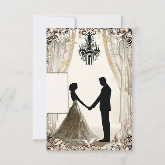 ロマンチックなシルエットのカップル 招待状 (正面)