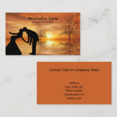 ロマンチックなシルエットカップキスをするル超現実の夕日 名刺 (正面/裏面)