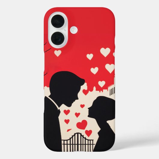 ロマンチックなシルエットカップル街並みハート Case-Mate iPhoneケース (裏面)