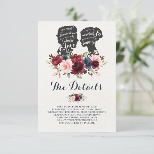 ロマンチックなシルエット海軍マルーンフローラ詳細 エンクロージャーカード (スタンド正面)