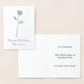 ロマンチックなシルバーバラと独自のメッセージ – カスタム 箔カード (ディスプレー)