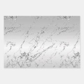 ロマンチックなシルバーフローラレースマーブル ラッピングペーパーシート (正面3)