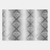 ロマンチックなシルバーフローラレースマーブル ラッピングペーパーシート (正面2)