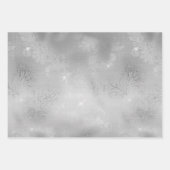 ロマンチックなシルバーフローラレースマーブル ラッピングペーパーシート (正面)