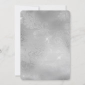 ロマンチックなシルバーフローラ結婚レース 招待状 (裏面)