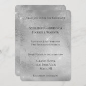 ロマンチックなシルバーフローラ結婚レース 招待状 (正面/裏面)