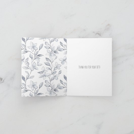 ロマンチックなシルバーホワイトローズフローラありがとう カード (内部)