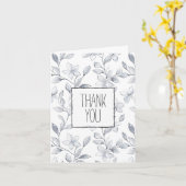 ロマンチックなシルバーホワイトローズフローラありがとう カード (黄色い花)