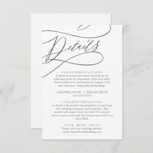 ロマンチックなシルバー書道詳細エンクロージャカード エンクロージャーカード (正面/裏面)