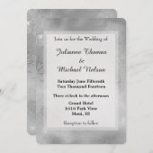 ロマンチックなシルバー結婚レース 招待状 (正面/裏面)