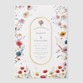 ロマンチックなシーサイド春結婚ブロッサム ベラム紙招待状 (正面)